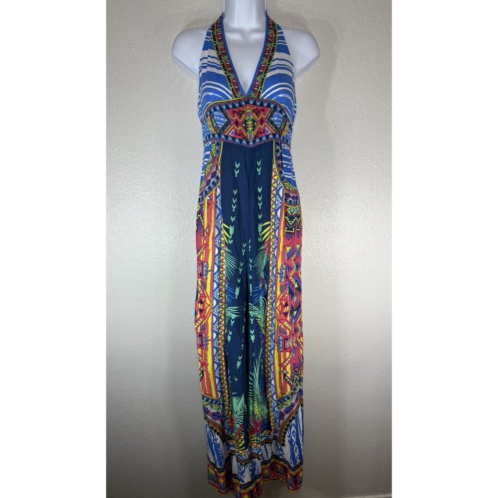Flying Tomato bohemian halter wide-leg Pant jumpsuit Size S tropical Vacation